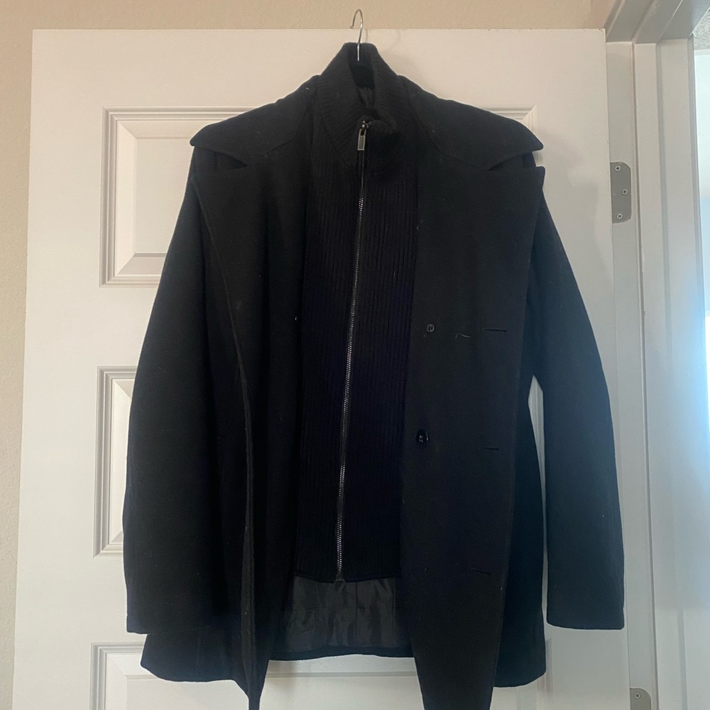 Kenneth Cole | Men's Classic Black Pea Coat | Size XS